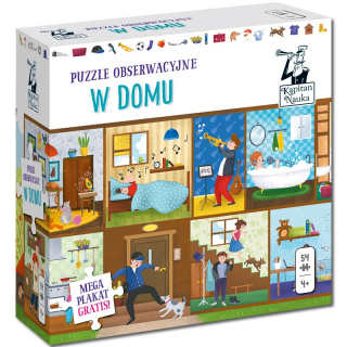 Kapitan Nauka. Puzzle obserwacyjne. W domu 4+ (54 elementy + plakat XXL) Kapitan Nauka. Puzzle obserwacyjne. W domu 4+ (54 elementy + plakat XXL)