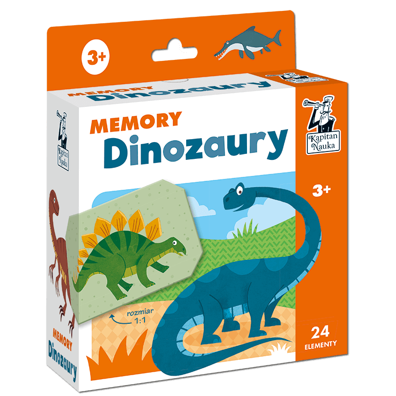 Dinozaury. Memory | Trening pamięci dziecka i prehistoryczna przygoda! Kapitan Nauka
